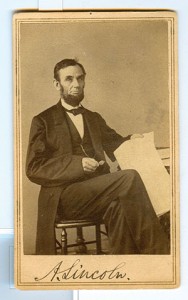 A photographed signed by President Lincoln.