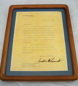 A letter signed by FDR.