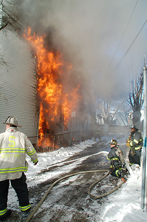 Deputy Chief Jim Lucia directs operations at a Second Alarm fire at 81 Mt. Vernon Street on January 23rd. – Courtesy of Somerville Fire Department.