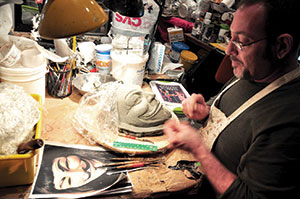 Master mask maker Eric Bornstein turns fantasies into reality as he puts his magic touch on the works he produces in his studio.
